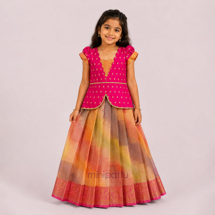 Varshini - Pink Tie-Dye Designer Minipattu