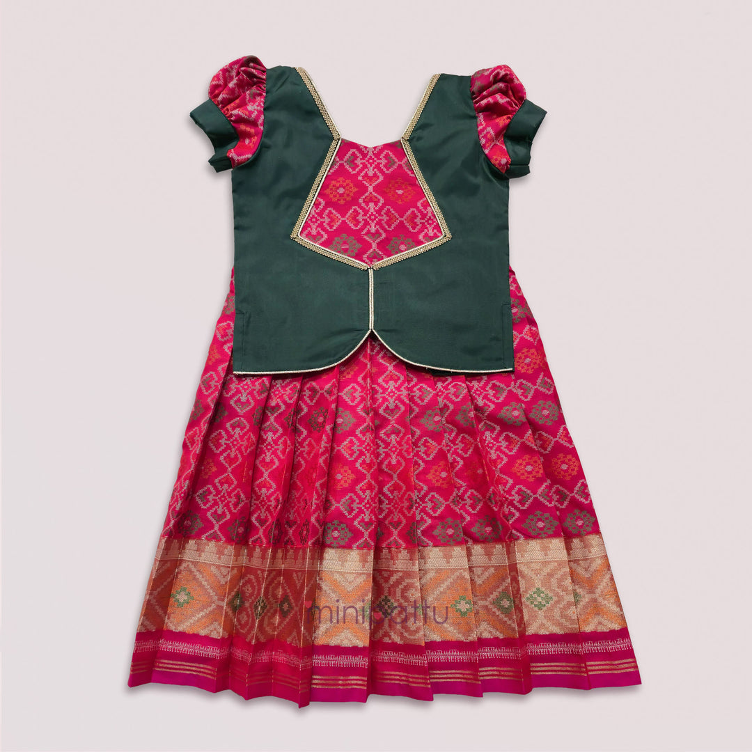 Vriksham - Rani Pink Green Pattu Pavadai Minipattu