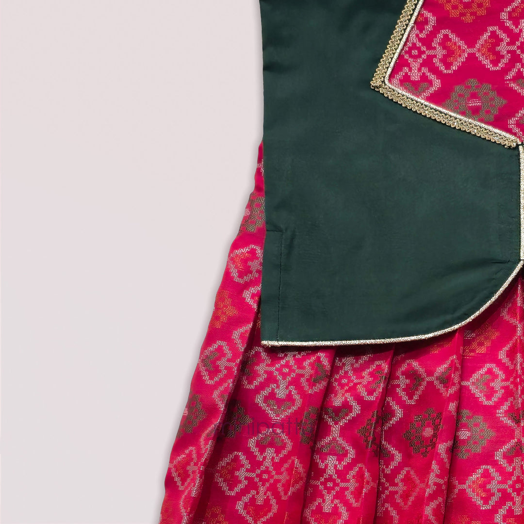 Vriksham - Rani Pink Green Pattu Pavadai Minipattu