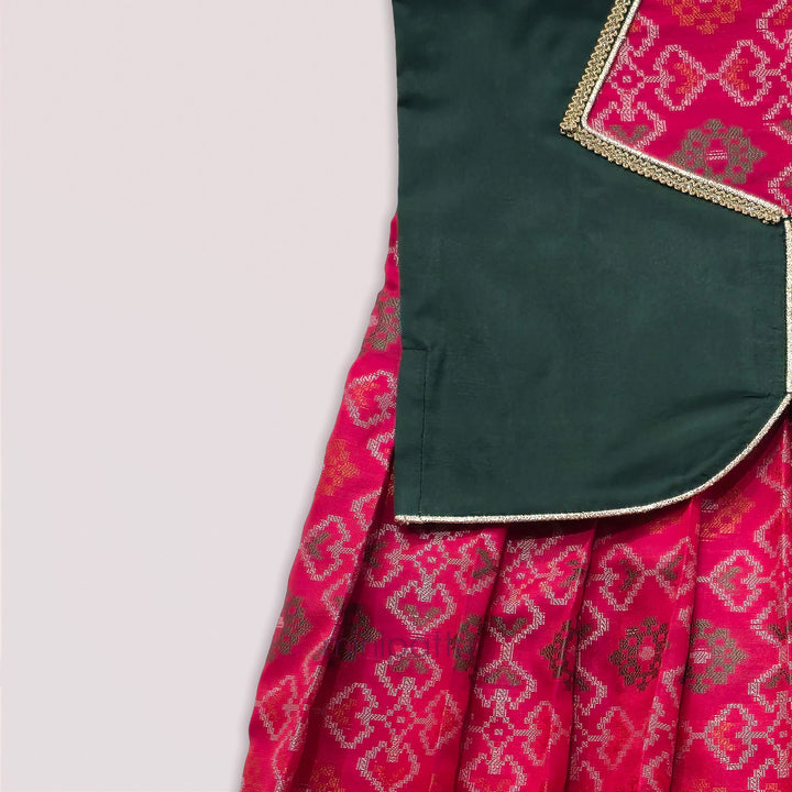 Vriksham - Rani Pink Green Pattu Pavadai Minipattu