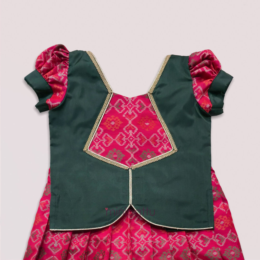 Vriksham - Rani Pink Green Pattu Pavadai Minipattu