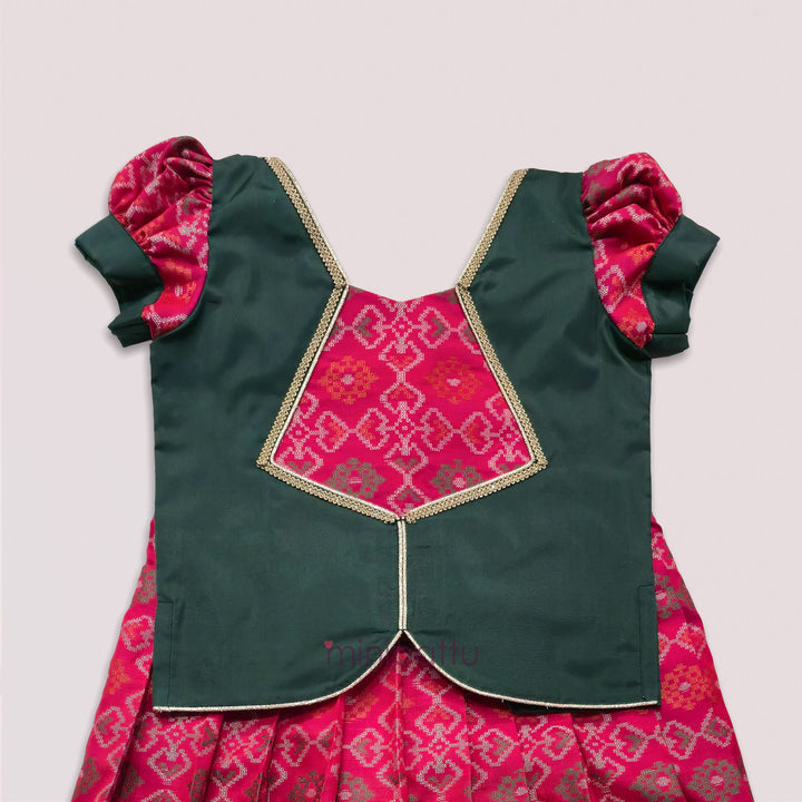 Vriksham - Rani Pink Green Pattu Pavadai Minipattu