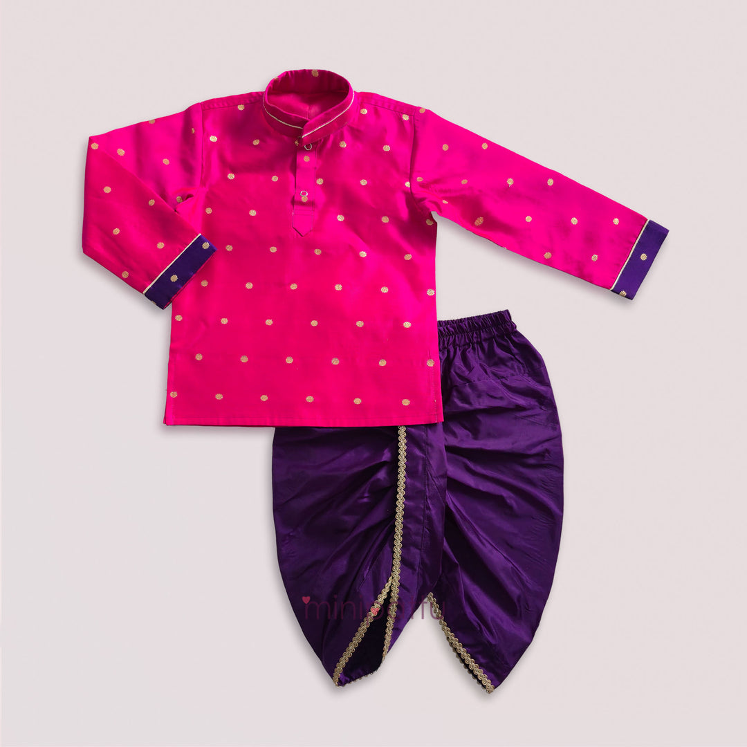 Prateek - Pink Violet Kurta & Dhoti set
