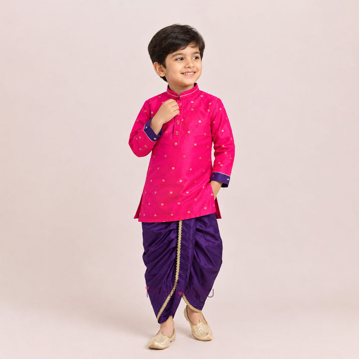 Prateek - Pink Violet Kurta & Dhoti set