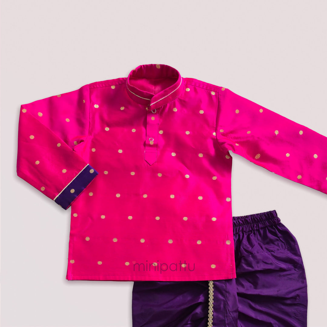 Prateek - Pink Violet Kurta & Dhoti set