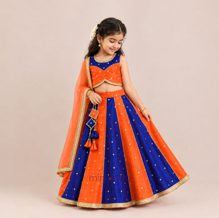 Priyal - Orange Blue Designer Minipattu