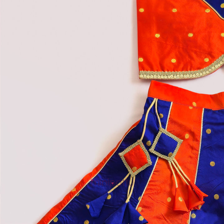 Priyal - Orange Blue Designer Minipattu