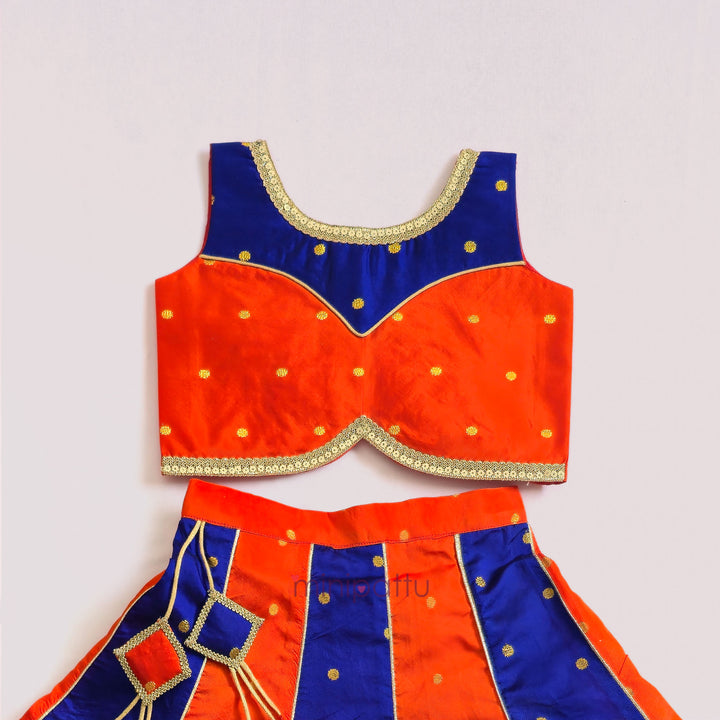 Priyal - Orange Blue Designer Minipattu