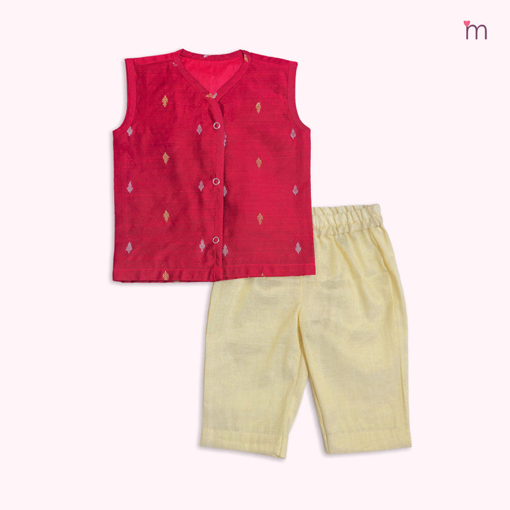 Riyan -  Red Jabla Set Minipattu