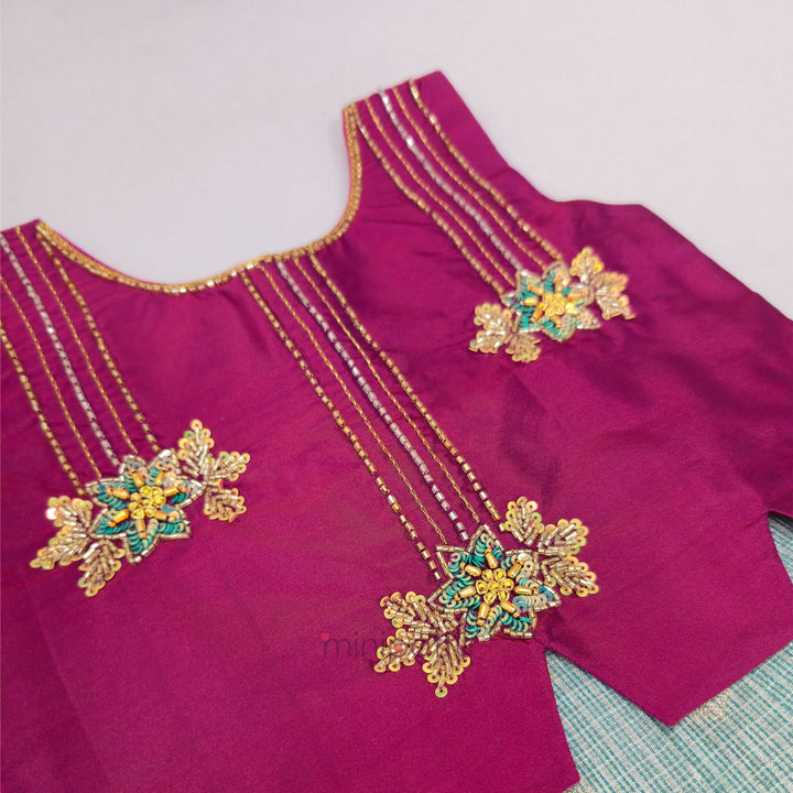 Charu - Burgundy Pattu Pavadai Minipattu