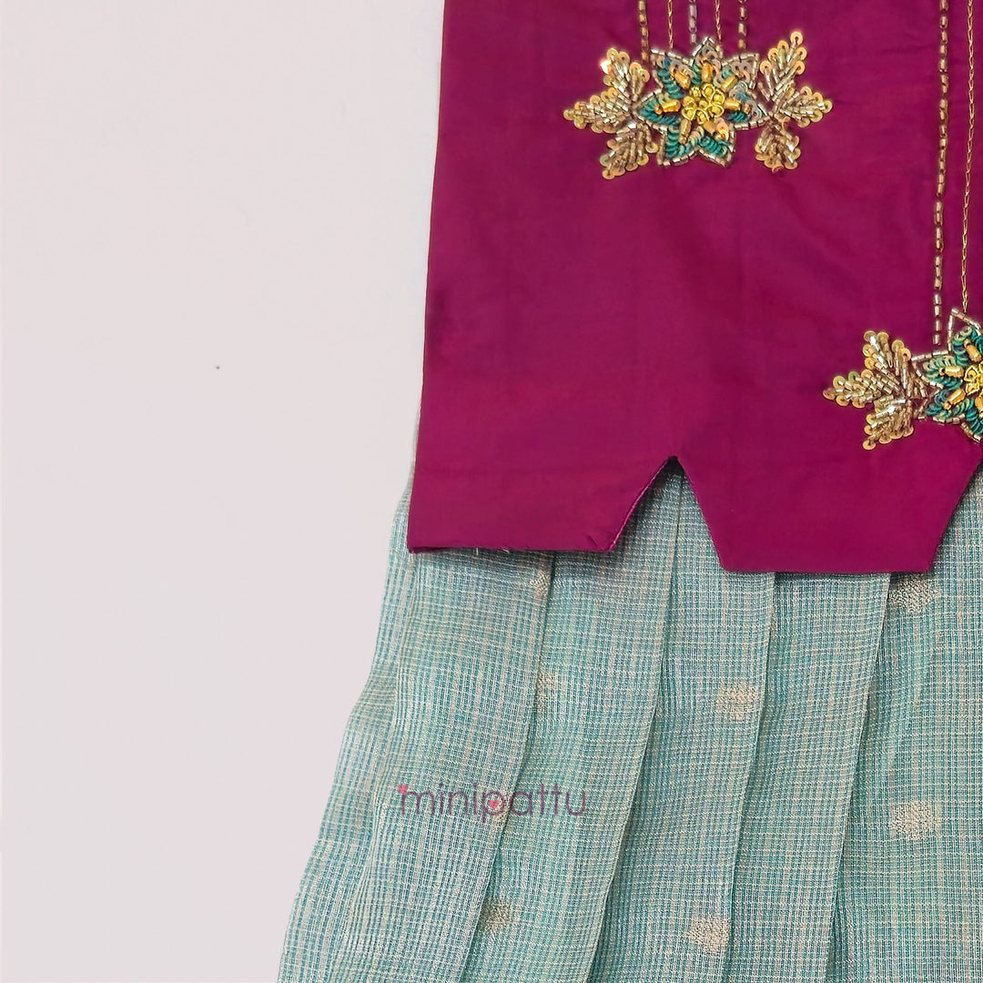 Charu - Burgundy Pattu Pavadai Minipattu