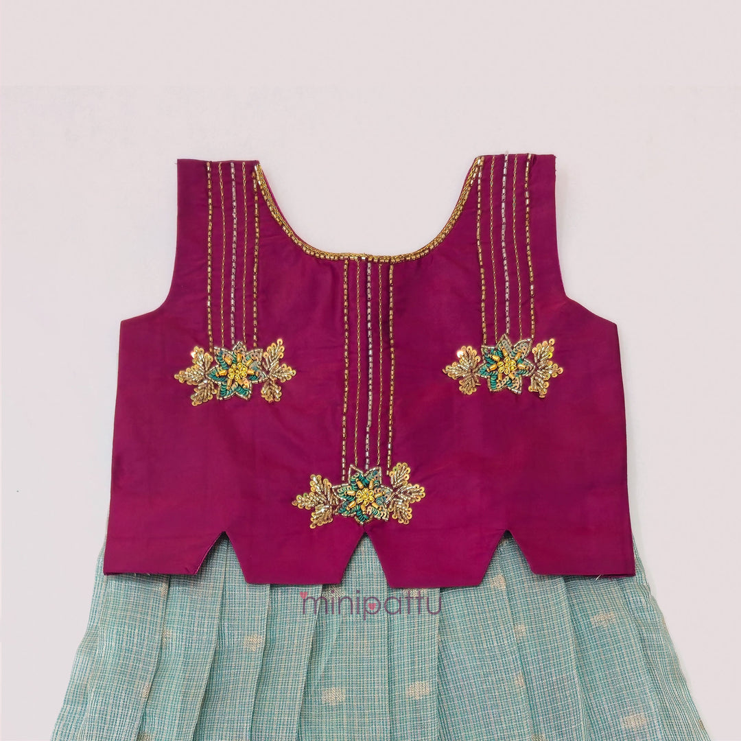 Charu - Burgundy Pattu Pavadai Minipattu