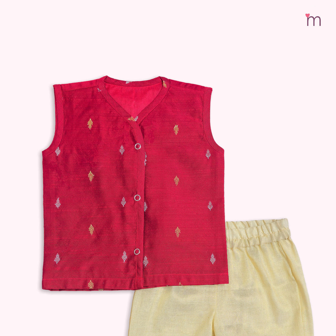 Riyan -  Red Jabla Set Minipattu