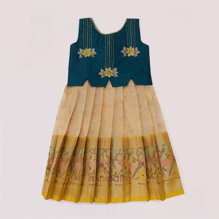 Charu - Teal Pattu Pavadai Minipattu