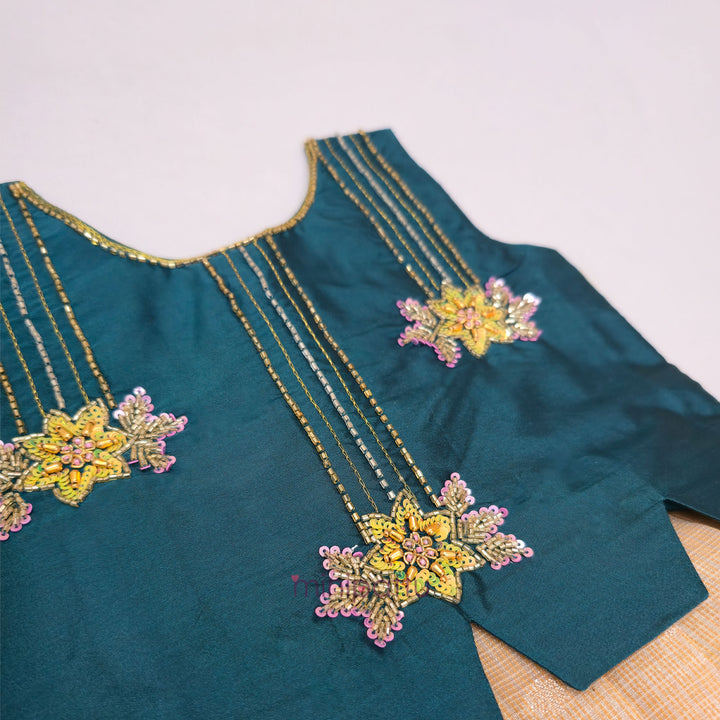 Charu - Teal Pattu Pavadai Minipattu