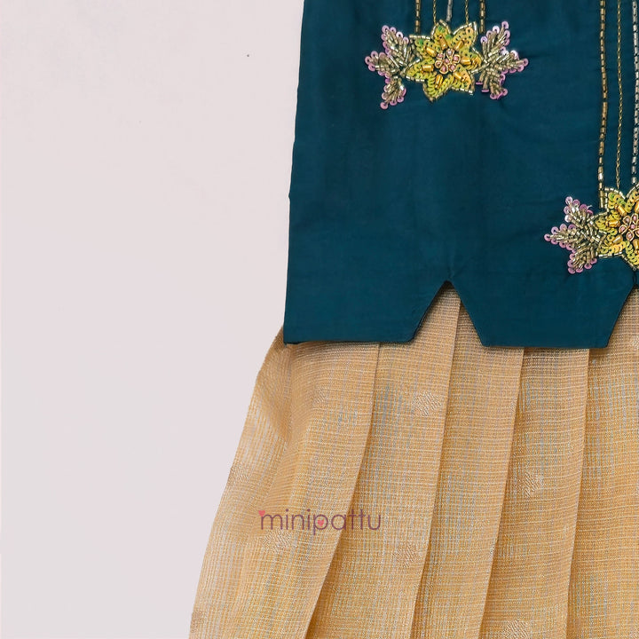 Charu - Teal Pattu Pavadai Minipattu