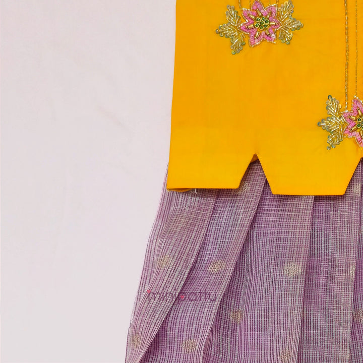 Charu - Mustard Pattu Pavadai Minipattu