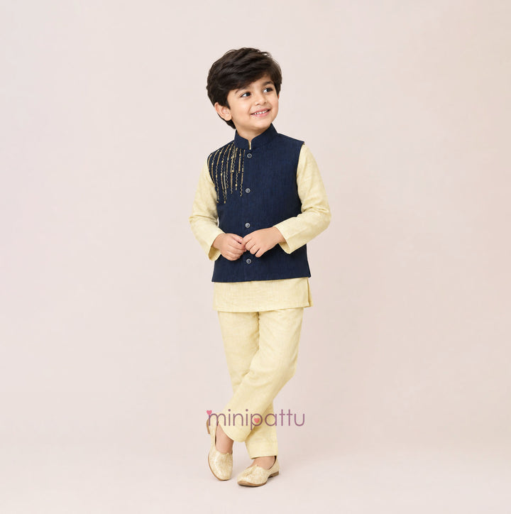 Tushar - Navy Blue Sherwani set
