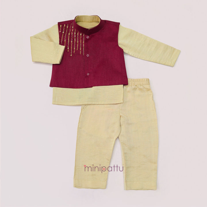 Tushar - Maroon Sherwani set