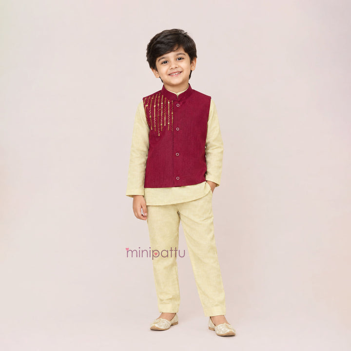 Tushar - Maroon Sherwani set