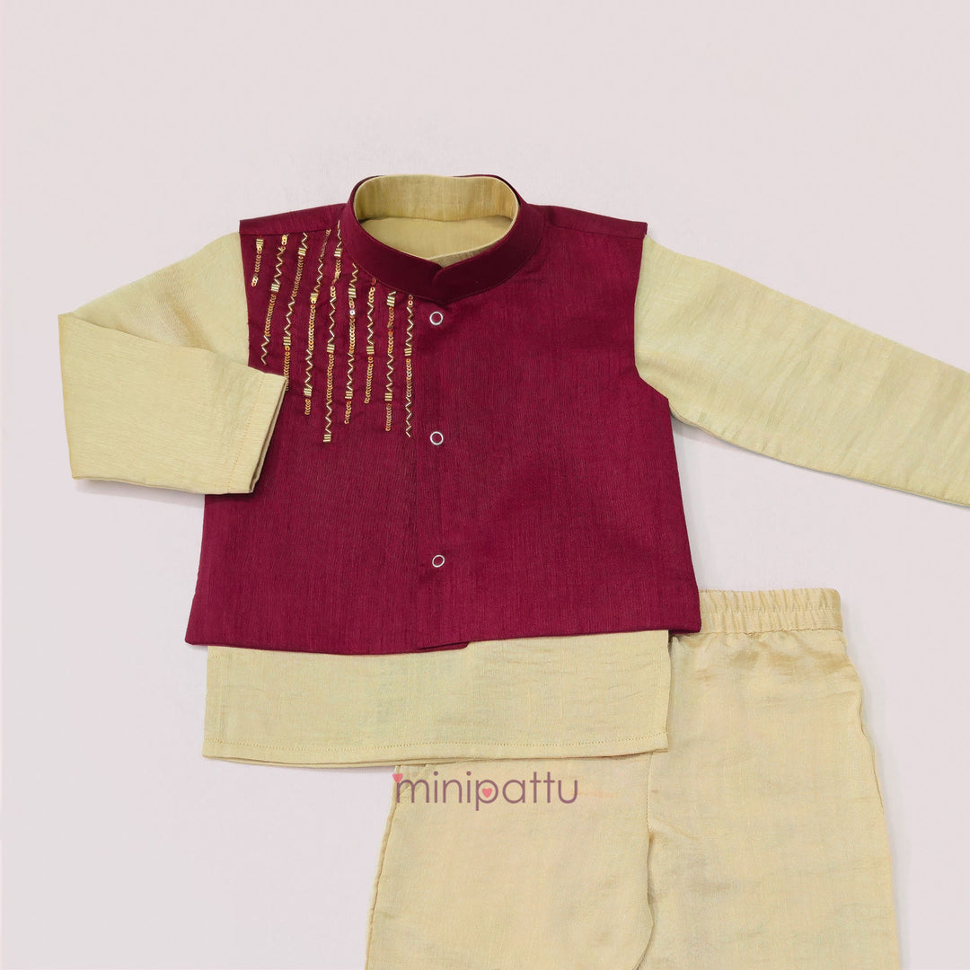 Tushar - Maroon Sherwani set