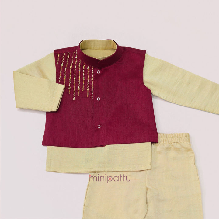 Tushar - Maroon Sherwani set