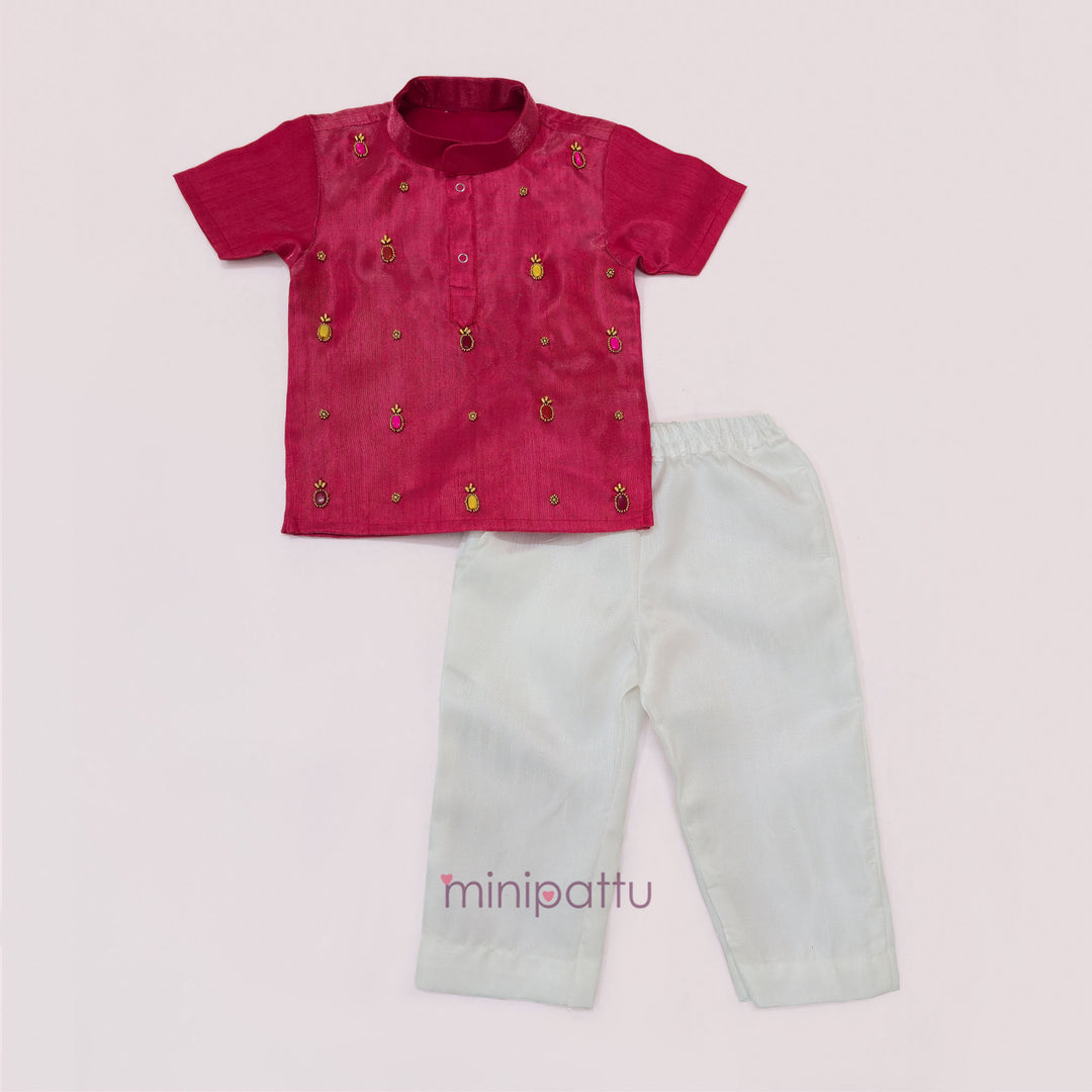 Pineapple - Kurta Shirt & Pant Set Coral Pink