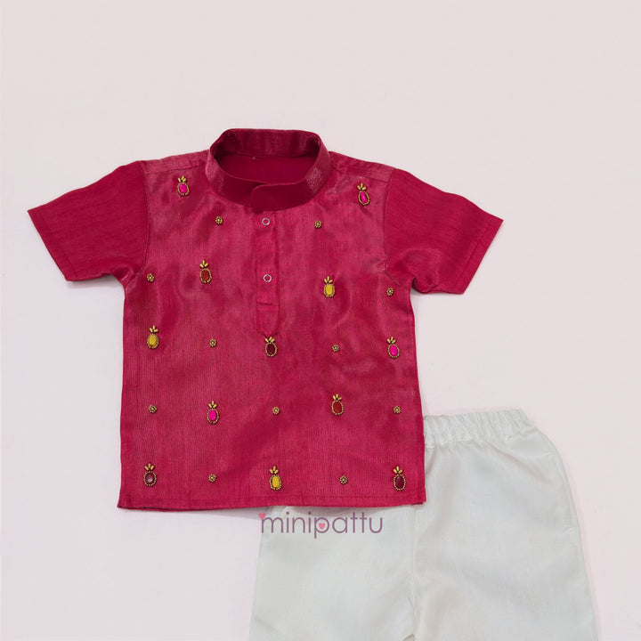 Pineapple - Kurta Shirt & Pant Set Coral Pink
