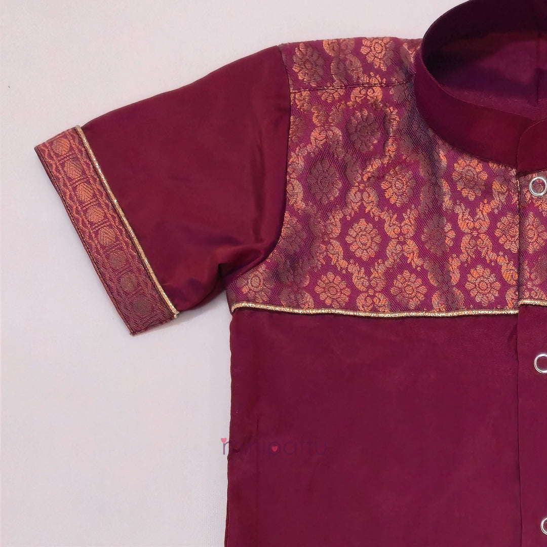 Guhan - Burgundy Kurta Shirt & Vesti Set