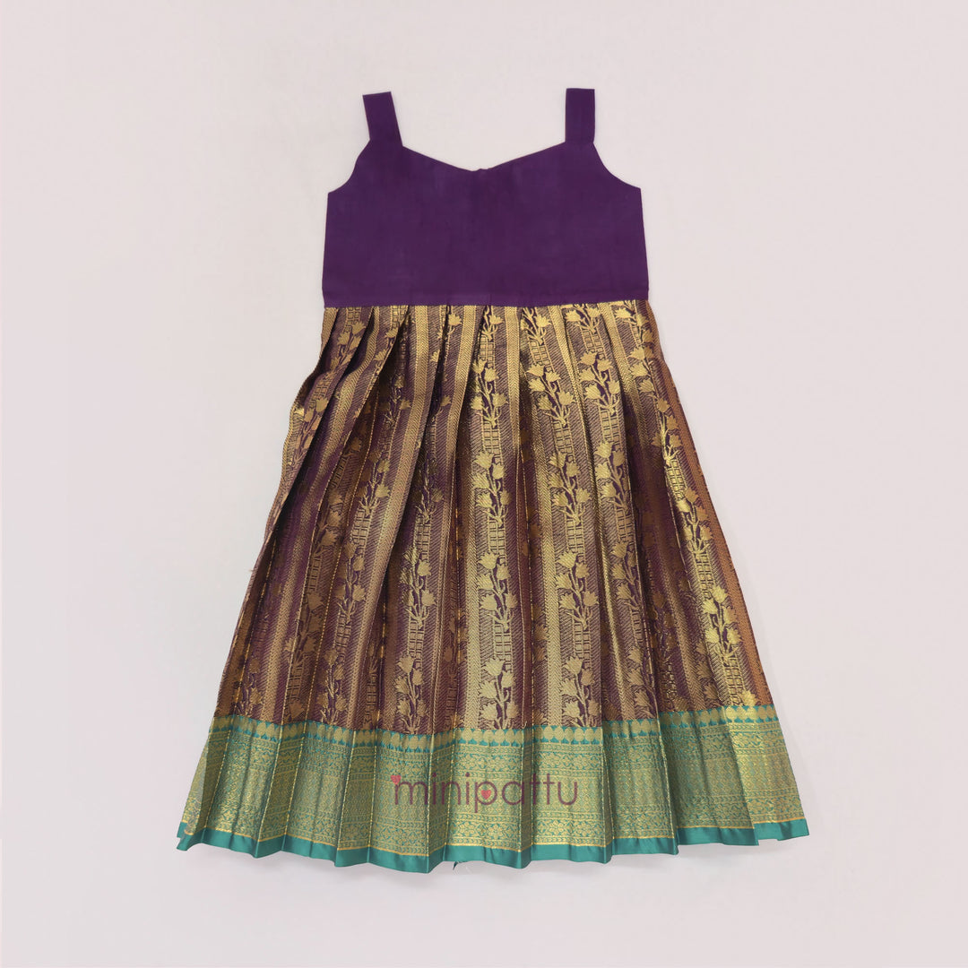 Tanuja -  Teal Pattu Pavadai Minipattu