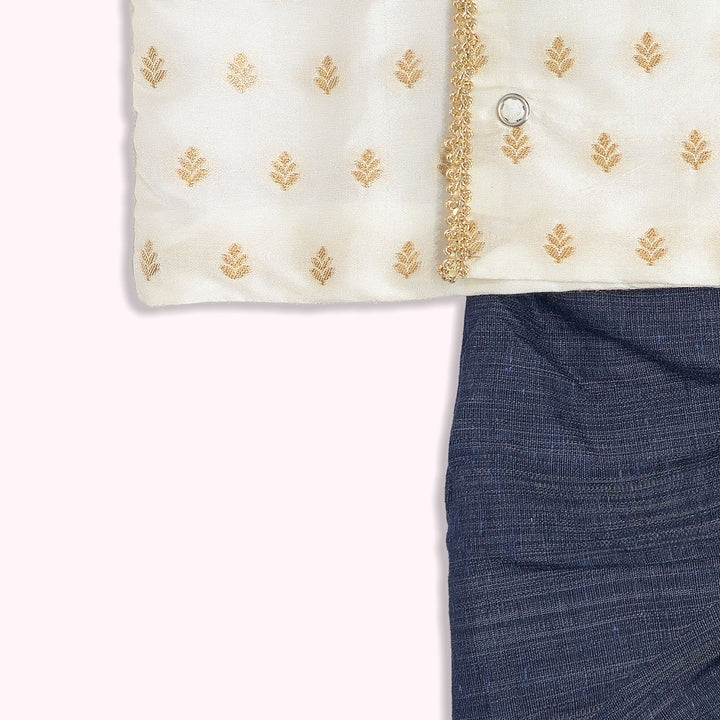 Rithvik - White Blue Jabla Set Minipattu