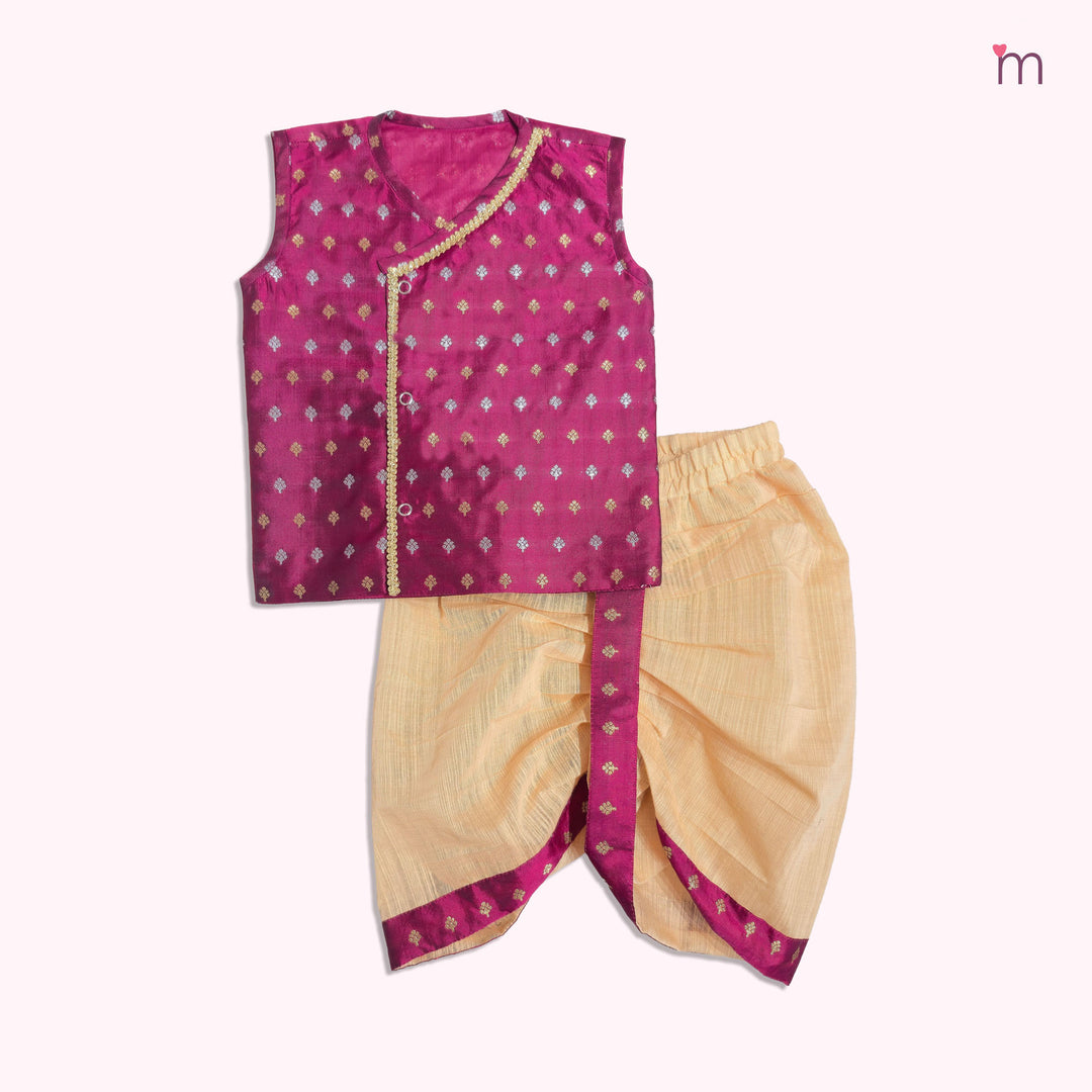 Rithvik - Burgundy Jabla Set Minipattu