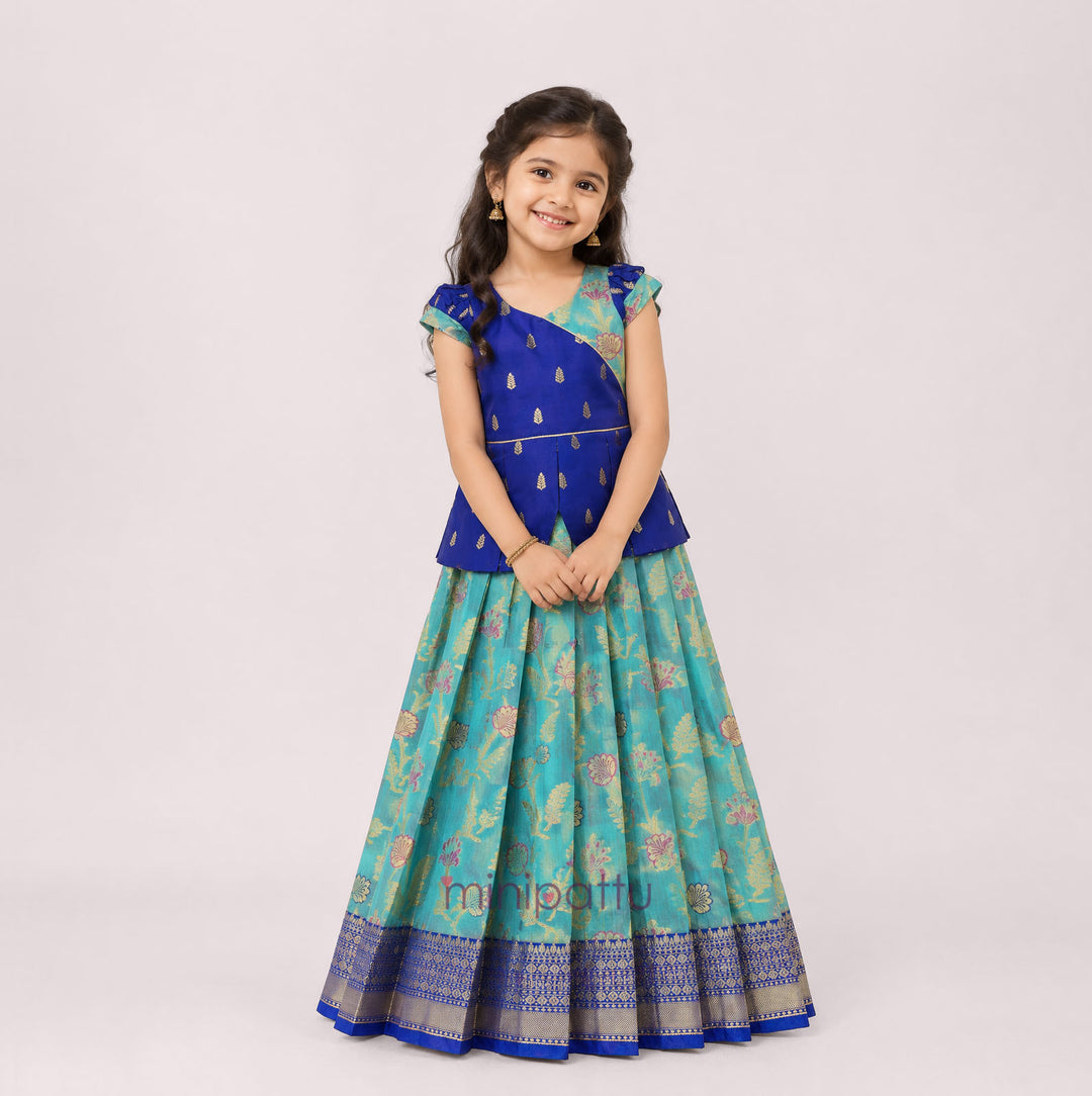 Sharvika - Blue Pattu Pavadai Minipattu