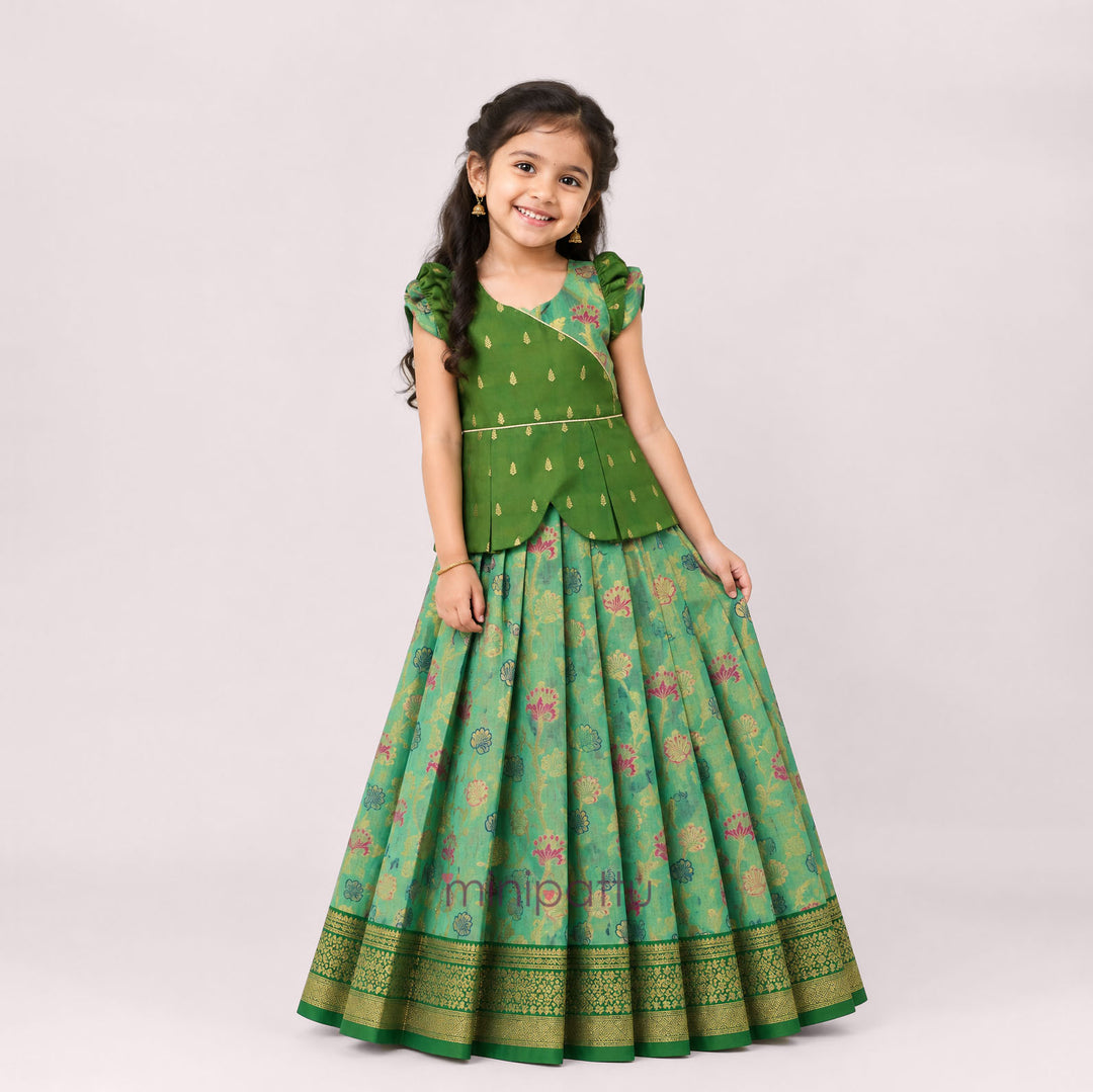 Sharvika - Green Pattu Pavadai Minipattu