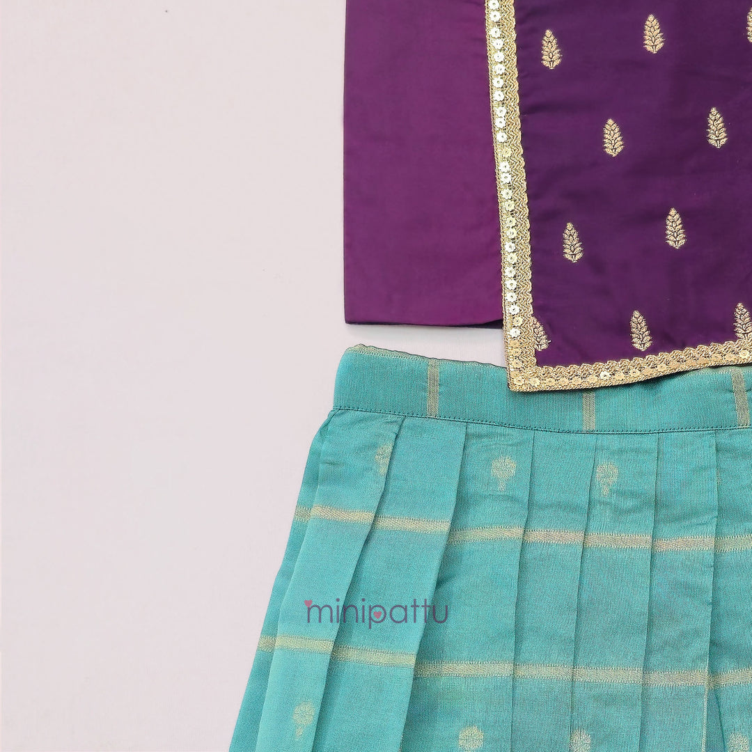 Brinda - Purple Teal Designer Minipattu