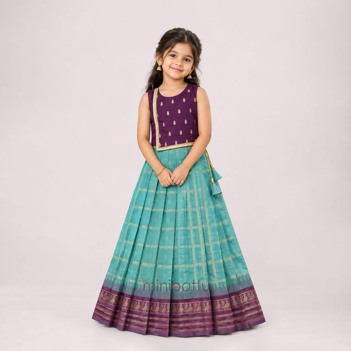 Brinda - Purple Teal Designer Minipattu