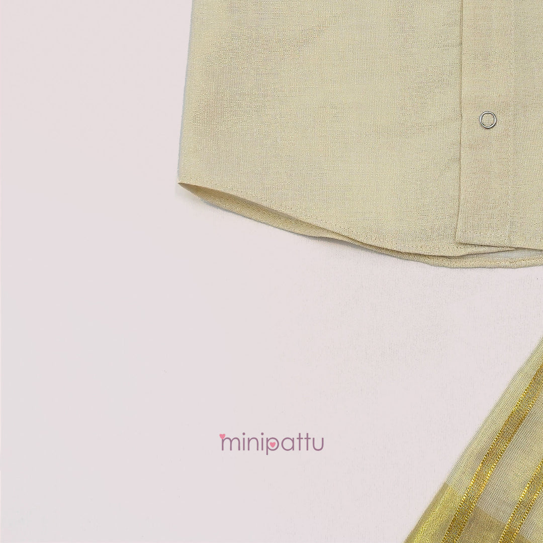 Murugan Half White Tissue Kurta Shirt & Veshti set