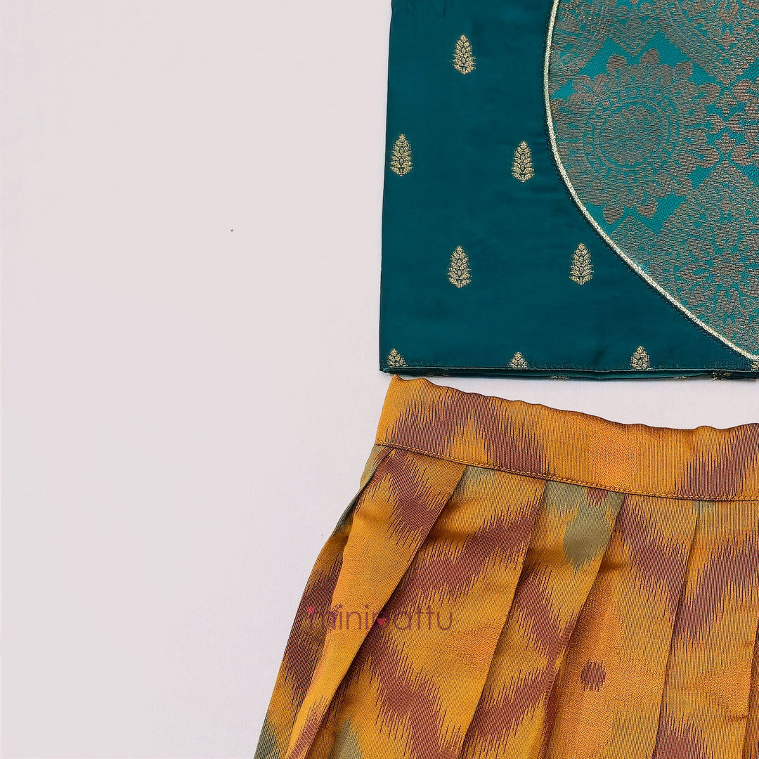 Pranisha -  Ikat Teal Mustard Minipattu