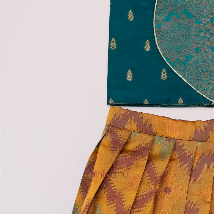 Pranisha -  Ikat Teal Mustard Minipattu