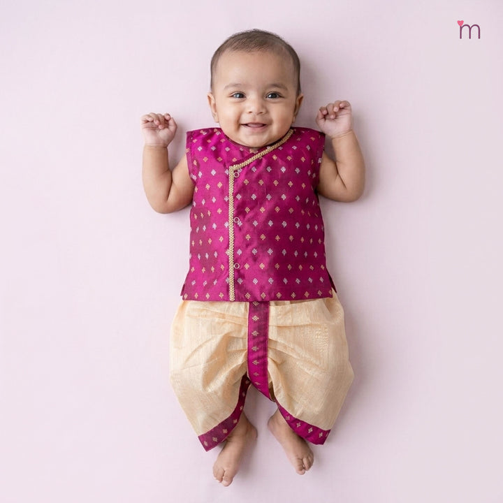 Rithvik - Burgundy Jabla Set Minipattu