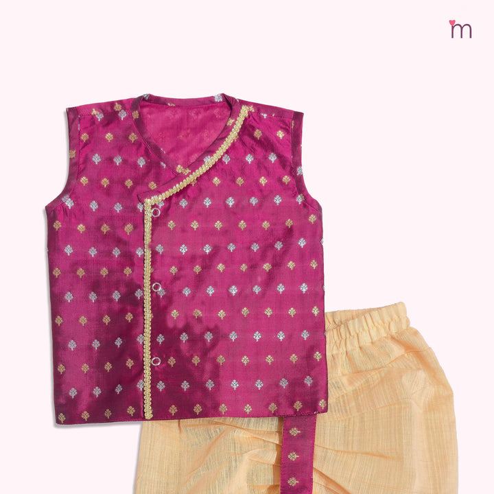 Rithvik - Burgundy Jabla Set Minipattu