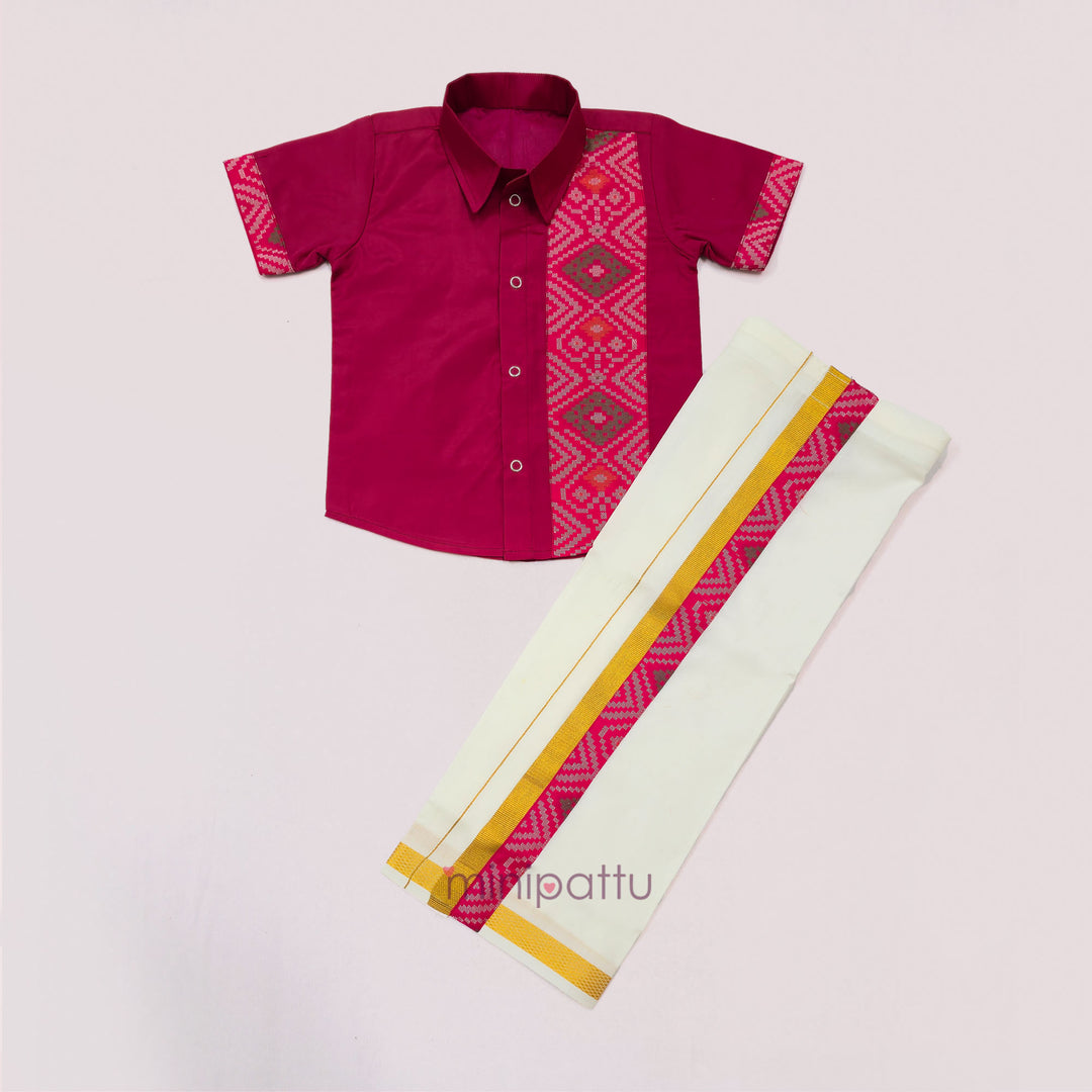 Harsh - Pink Shirt & Vesti Set