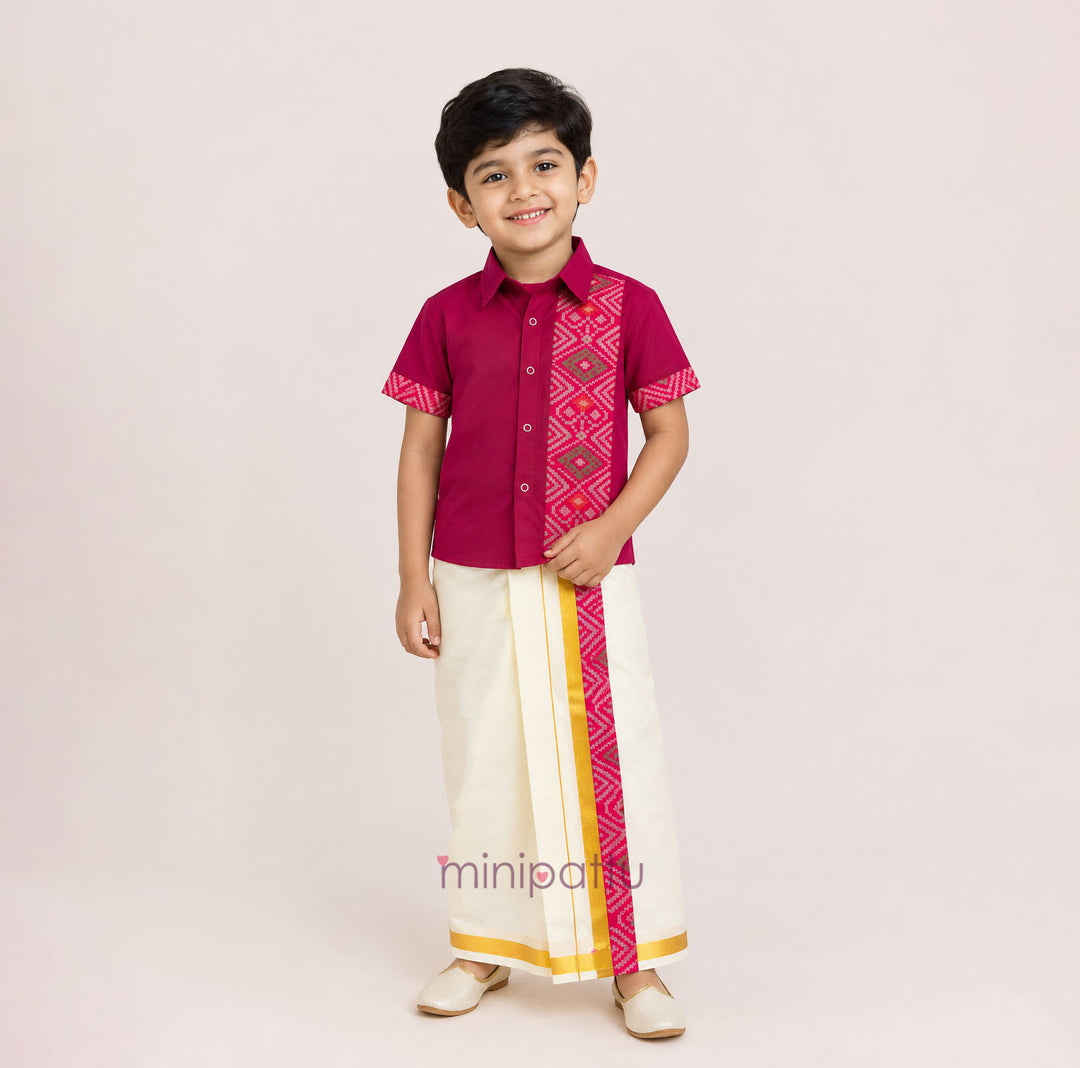 Harsh - Pink Shirt & Vesti Set