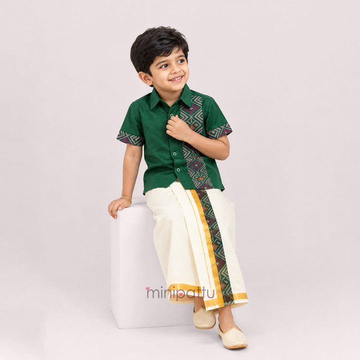 Harsh - Green Shirt & Vesti Set