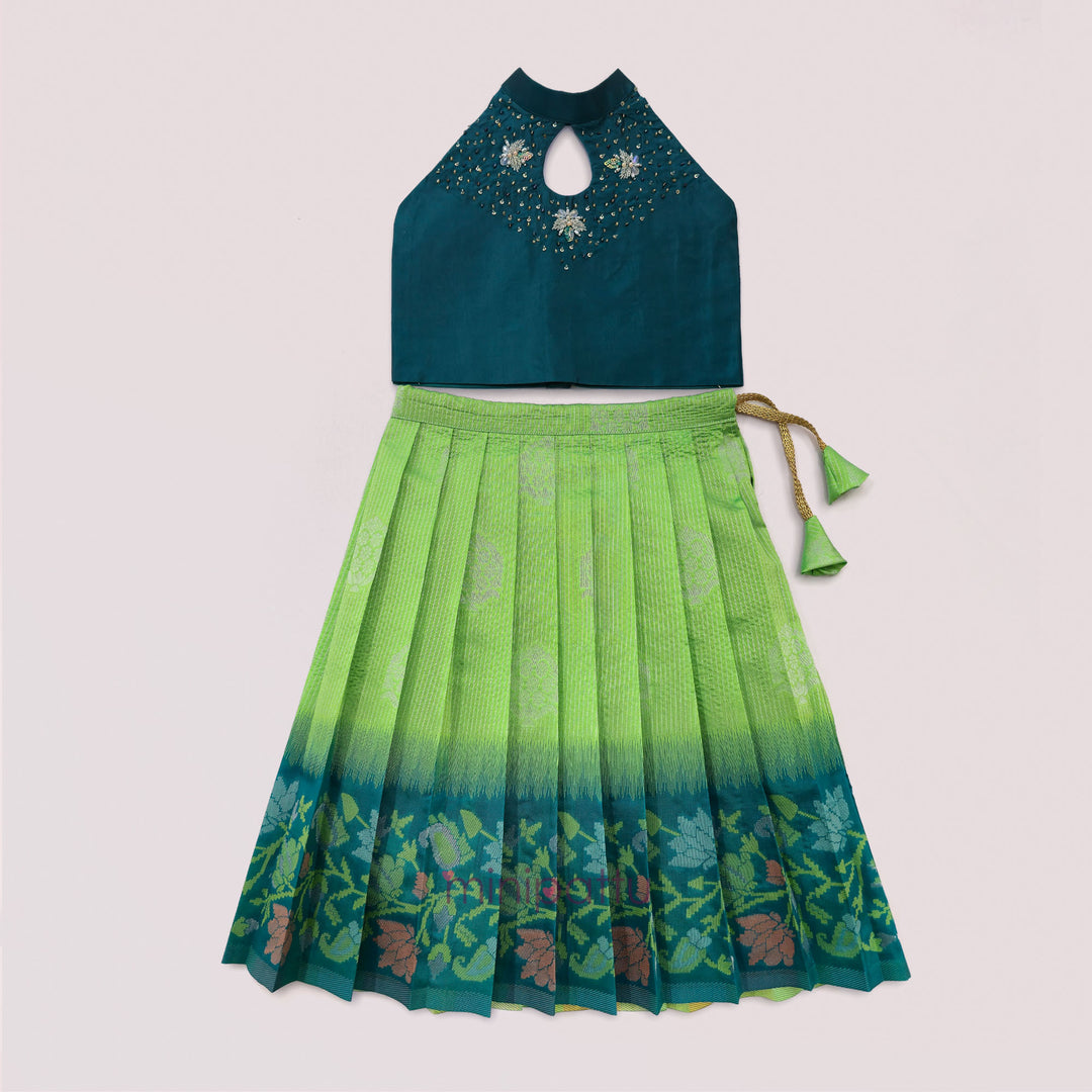 Vairah - Teal Green Lehanga Minipattu