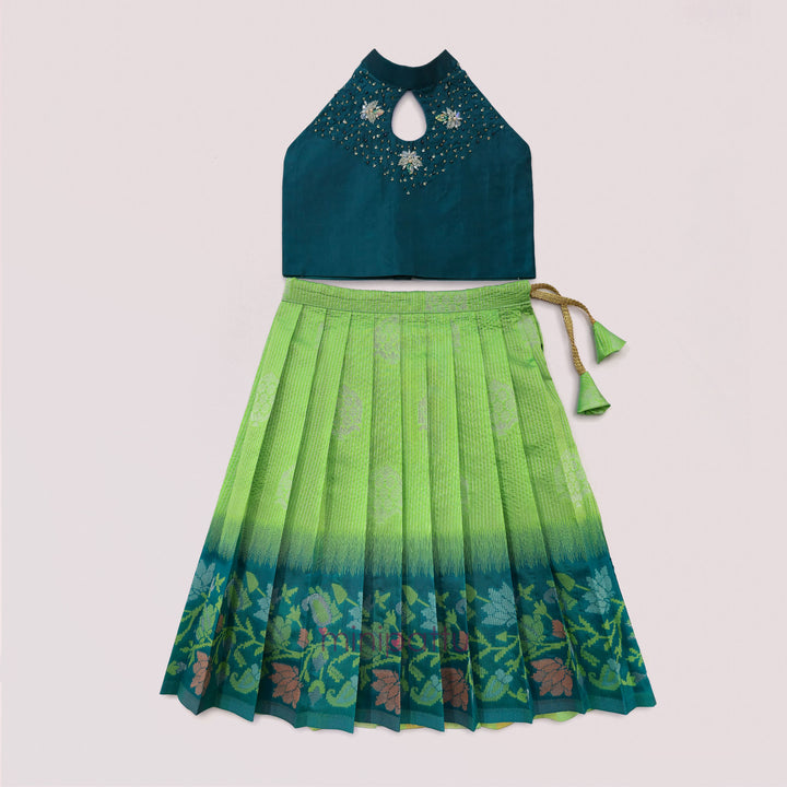 Vairah - Teal Green Lehanga Minipattu