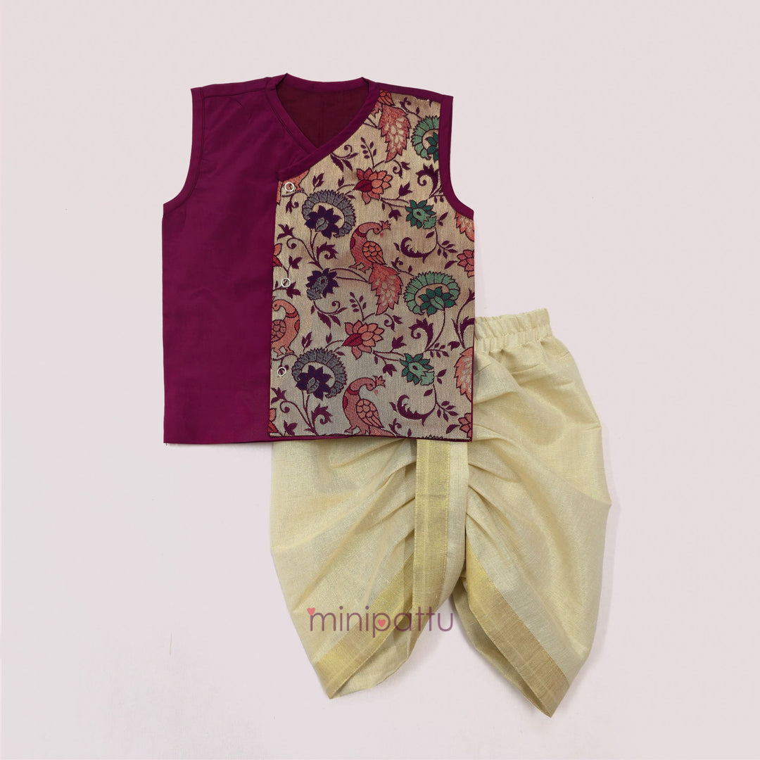 Paithani Magenta Jabla Set Minipattu
