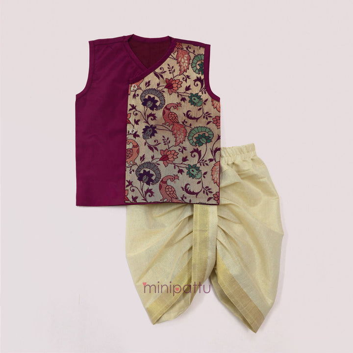 Paithani Magenta Jabla Set Minipattu