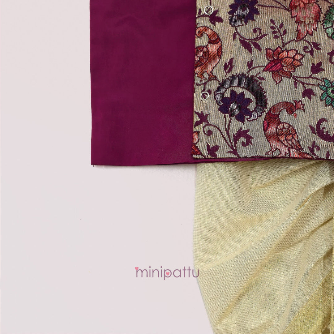 Paithani Magenta Jabla Set Minipattu