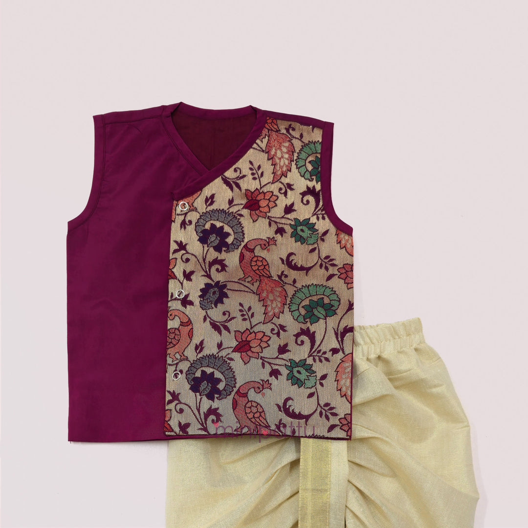 Paithani Magenta Jabla Set Minipattu